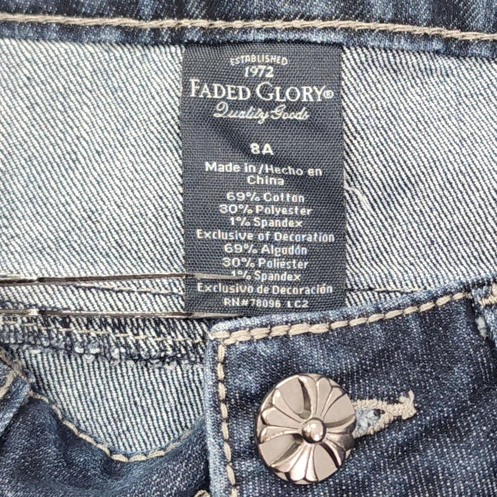 Faded Glory Jeans‎ Womens 8 Blue Low Rise Bootcut Embroidered Rhinestone Stretch - Picture 6 of 12